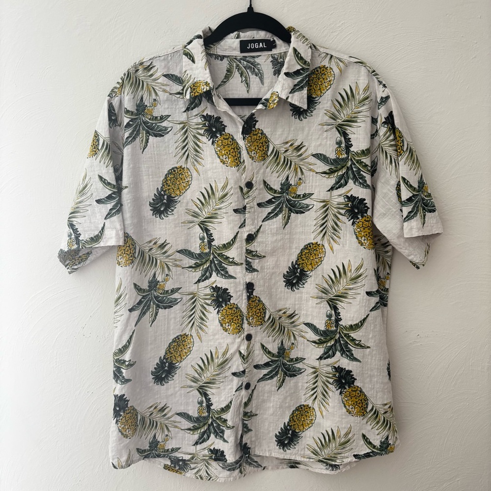 Pineapple Print Casual Shirt - Hawaiian, Short Sleeve, Beachwear, Summer Party